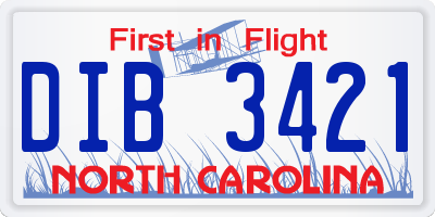 NC license plate DIB3421