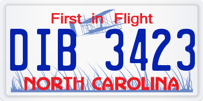 NC license plate DIB3423