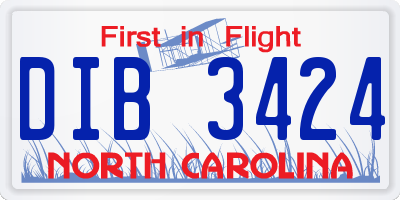 NC license plate DIB3424