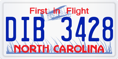 NC license plate DIB3428