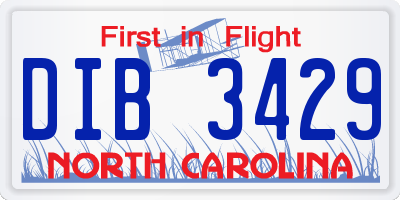 NC license plate DIB3429