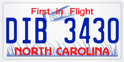 NC license plate DIB3430