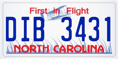 NC license plate DIB3431