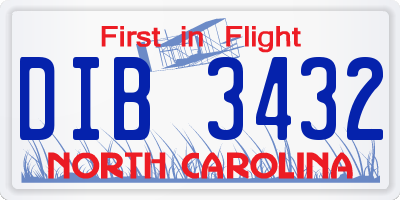 NC license plate DIB3432