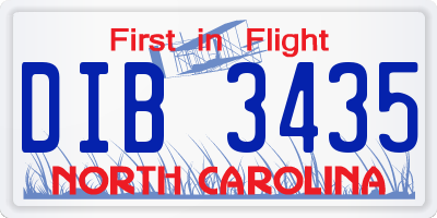 NC license plate DIB3435
