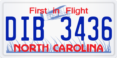 NC license plate DIB3436