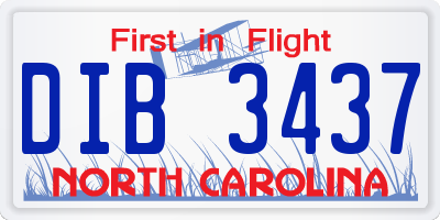 NC license plate DIB3437