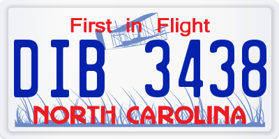 NC license plate DIB3438