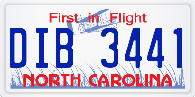 NC license plate DIB3441
