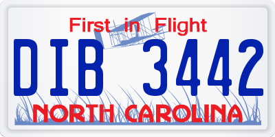 NC license plate DIB3442