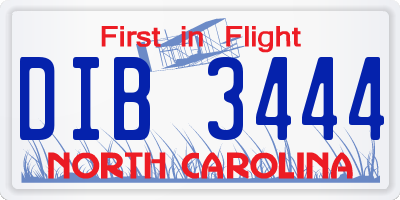 NC license plate DIB3444