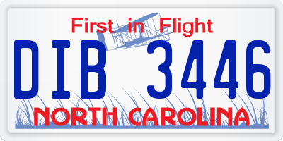 NC license plate DIB3446