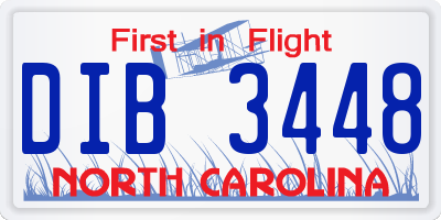 NC license plate DIB3448
