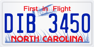 NC license plate DIB3450