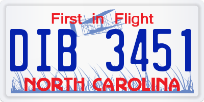 NC license plate DIB3451