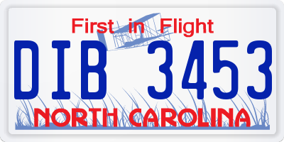 NC license plate DIB3453
