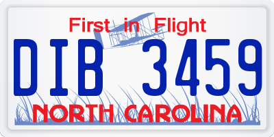 NC license plate DIB3459