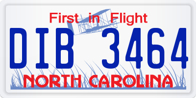 NC license plate DIB3464
