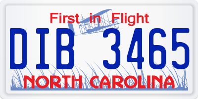 NC license plate DIB3465