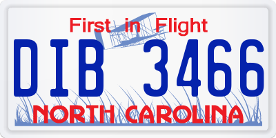 NC license plate DIB3466