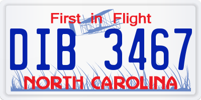NC license plate DIB3467
