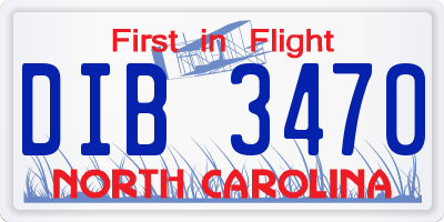 NC license plate DIB3470
