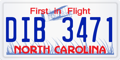 NC license plate DIB3471
