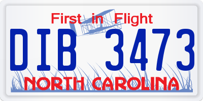 NC license plate DIB3473