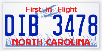 NC license plate DIB3478