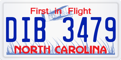 NC license plate DIB3479