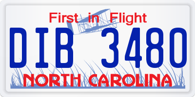 NC license plate DIB3480
