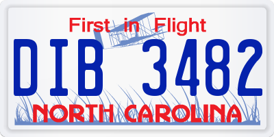 NC license plate DIB3482