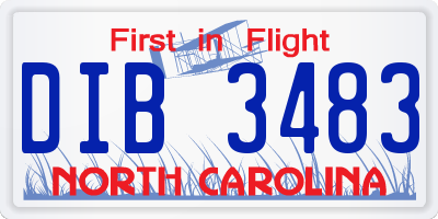 NC license plate DIB3483