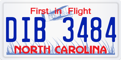 NC license plate DIB3484