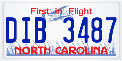 NC license plate DIB3487