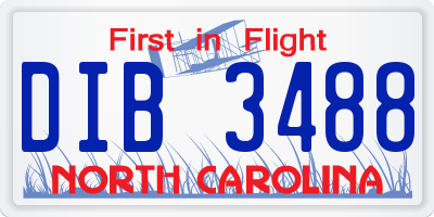NC license plate DIB3488