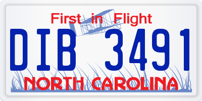 NC license plate DIB3491