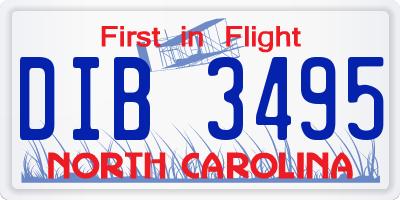 NC license plate DIB3495