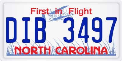NC license plate DIB3497