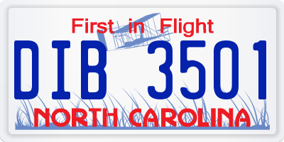 NC license plate DIB3501