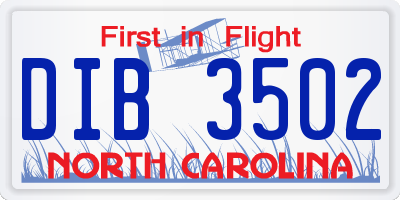 NC license plate DIB3502