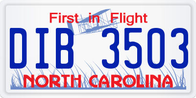 NC license plate DIB3503