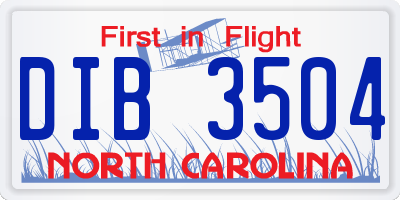 NC license plate DIB3504