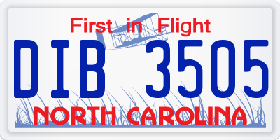 NC license plate DIB3505
