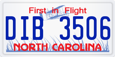 NC license plate DIB3506