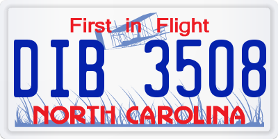 NC license plate DIB3508