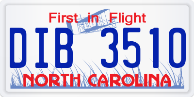 NC license plate DIB3510