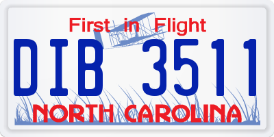 NC license plate DIB3511