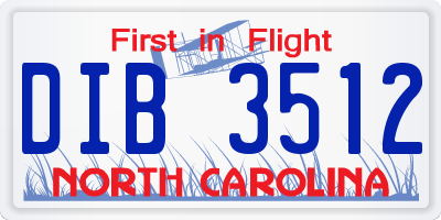 NC license plate DIB3512