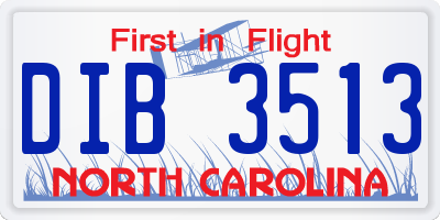 NC license plate DIB3513